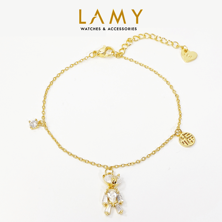 Vòng tay LAMY Crystal Teddy Bear Women's Gold Bracelet CDE2243GG