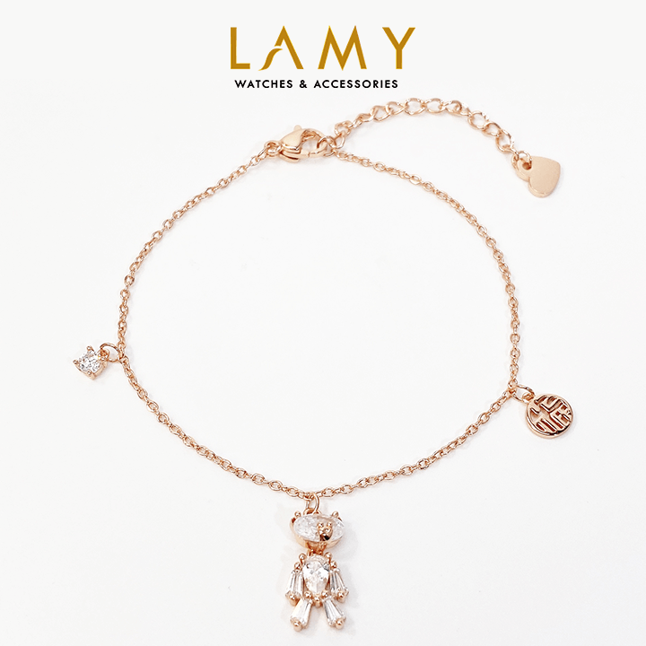 Vòng tay LAMY Crystal Teddy Bear Women's Rose Gold Bracelet CDE2243RG