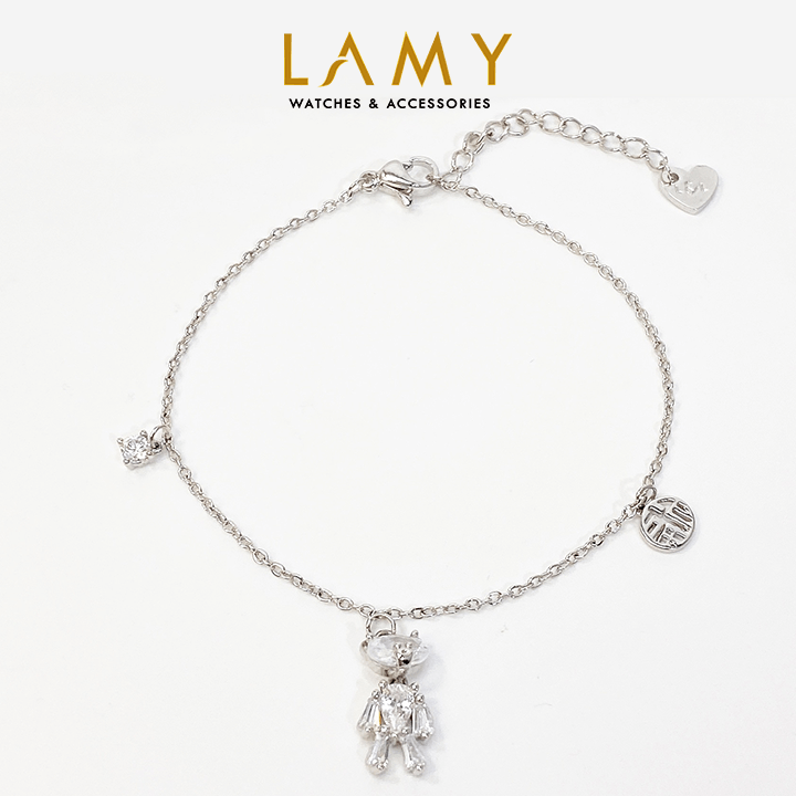 Vòng tay LAMY Crystal Teddy Bear Women's Silver Bracelet CDE2243SV