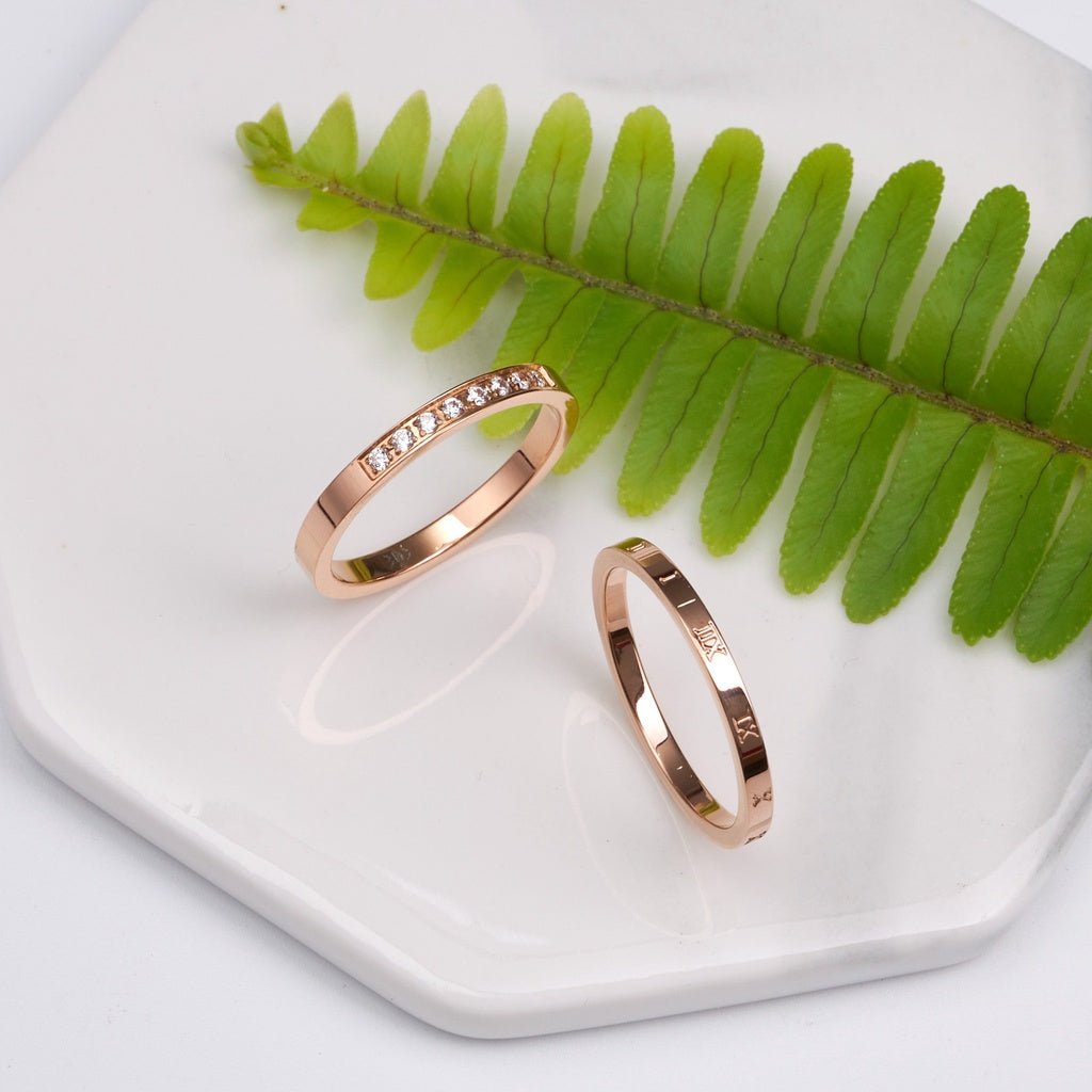 Nhẫn CDE Embrace Band &amp; Nhẫn đôi nhẫn hẹp CDE8016RG &amp; CDE8017RG
