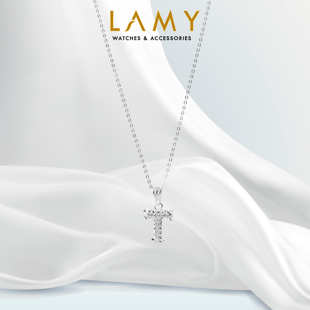 Women's Silver Necklace - CDE Sparkling Alphabet T CDE6139SV