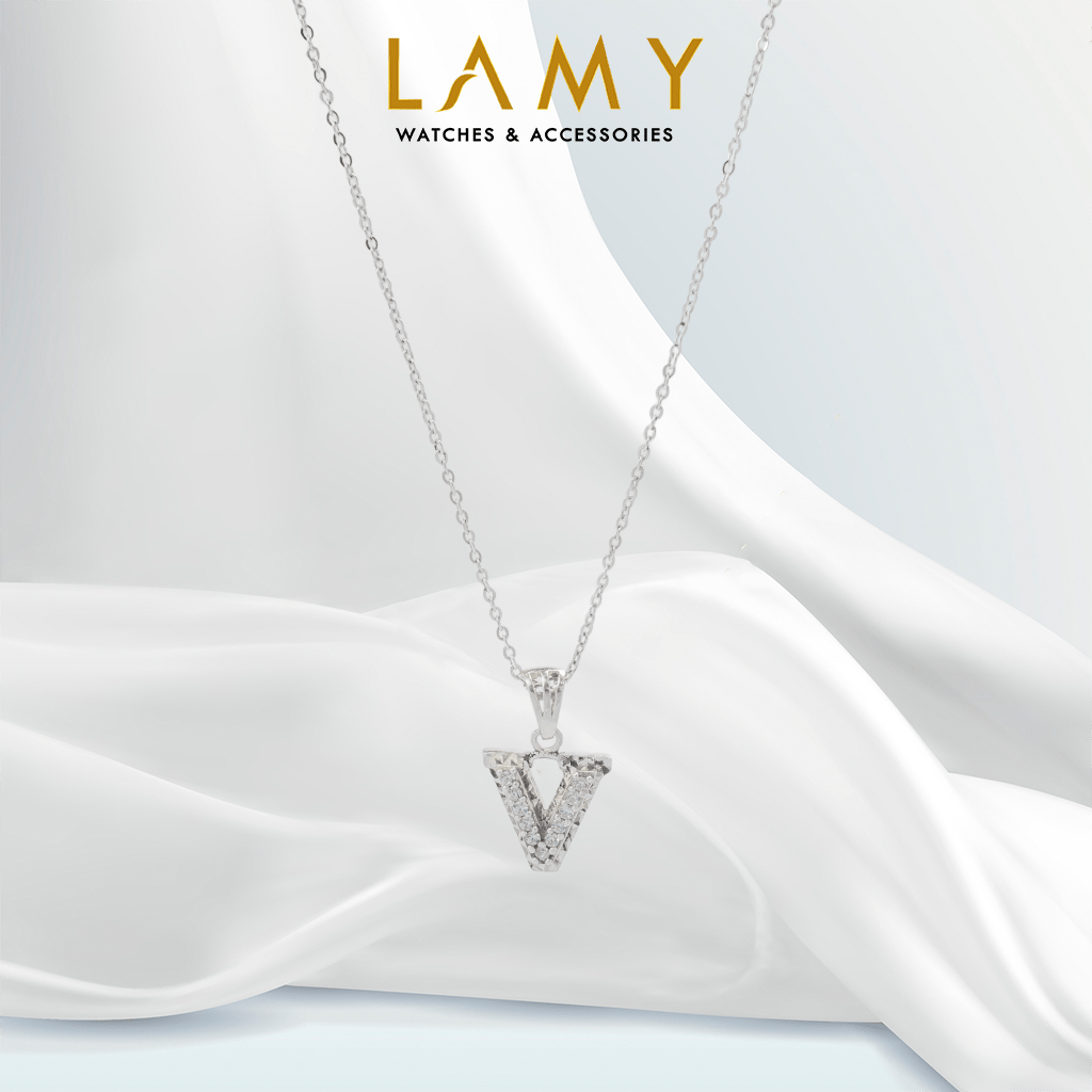 Women's Silver Necklace - CDE Sparkling Alphabet V CDE6140SV