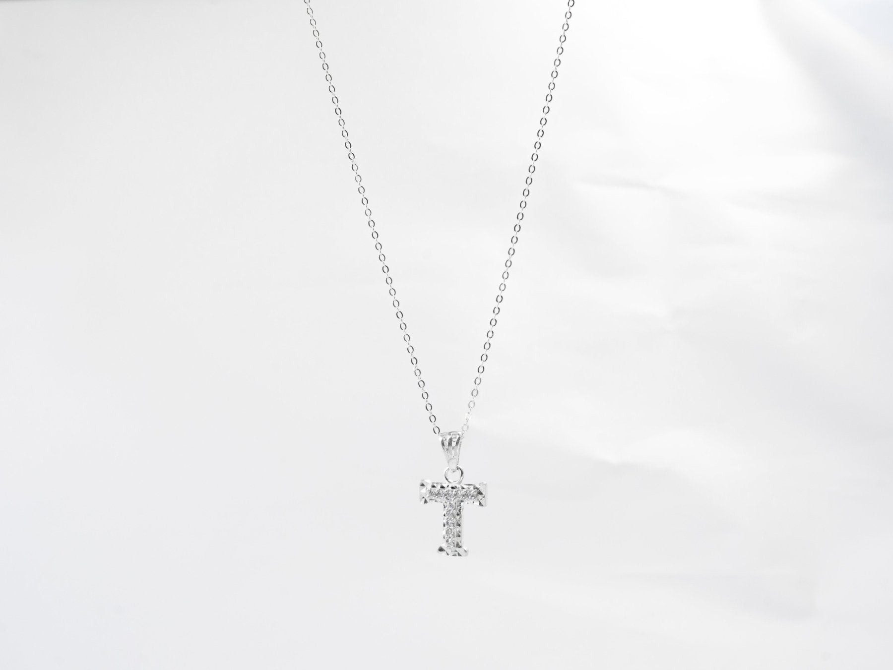 Women's Silver Necklace - CDE Sparkling Alphabet T CDE6139SV