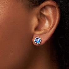 Hoa tai CDE Square Sparkle Blue CDE3048BLU - Hoa tai bạc cao cấp dành cho nữ S925 ALE