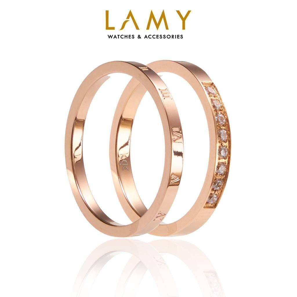 Nhẫn CDE Embrace Band &amp; Nhẫn đôi nhẫn hẹp CDE8016RG &amp; CDE8017RG