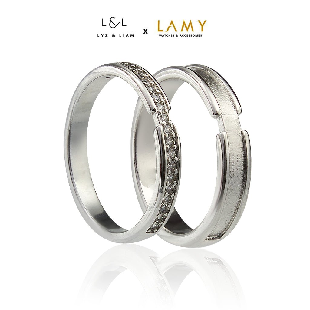 Nhẫn bạc liên kết pha lê thật của Lyz và Liam LL8013 &amp; LL8012 Nhẫn đôi