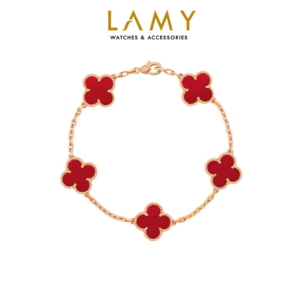 Vòng tay hoa bốn lá may mắn CDE màu đỏ CDE2098GG.RED