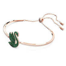 Vòng tay pha lê xanh Iconic Swan vàng hồng CDE2097GR