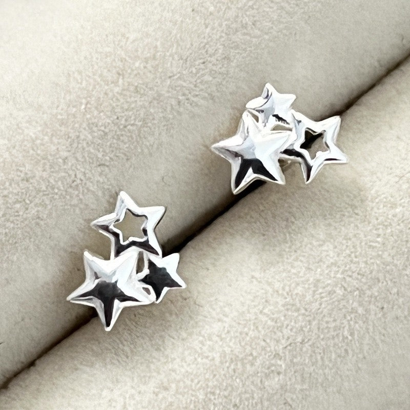 Hoa tai đinh ba ngôi sao bạc Sterling CDE CDE3094SV