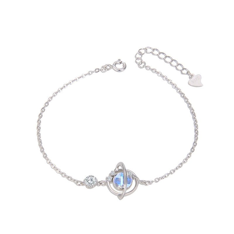 Vòng tay đá mặt trăng CDE Planet Moonstone Bạc CDE2226SV