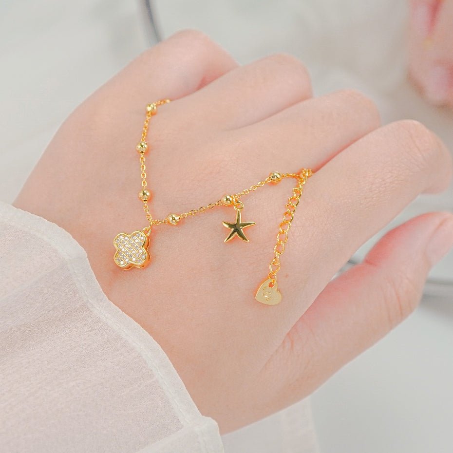 Vòng tay vàng ngôi sao bốn lá may mắn CDE2241GG