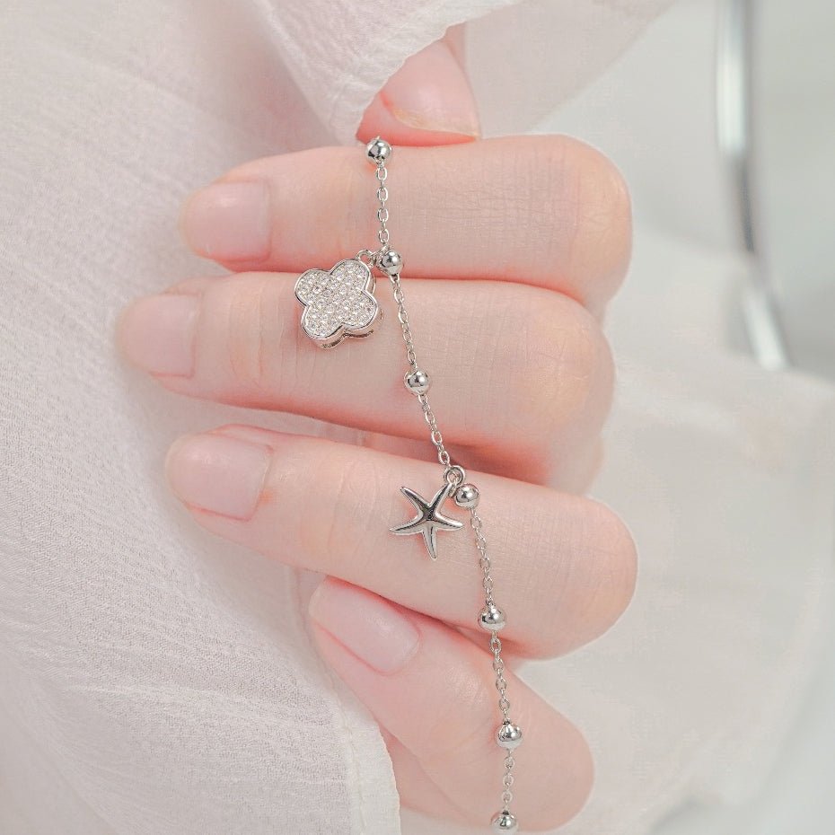 Vòng tay vàng hồng ngôi sao bốn lá may mắn CDE2241RG