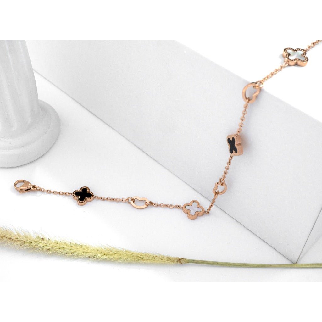 Lắc chân CDE Clover Shell Inlay Rose Gold dành cho nữ CDE9015RG