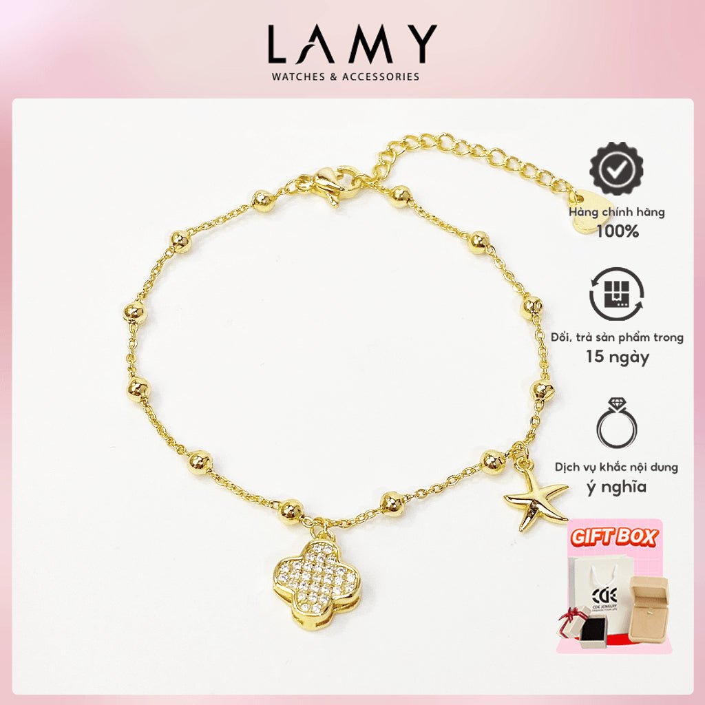 Vòng tay vàng ngôi sao bốn lá may mắn CDE2241GG