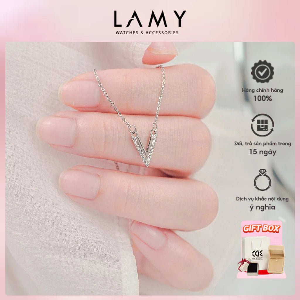 Mặt dây chuyền bạc hình chữ V sang trọng CDE dành cho nữ CDE6390SV