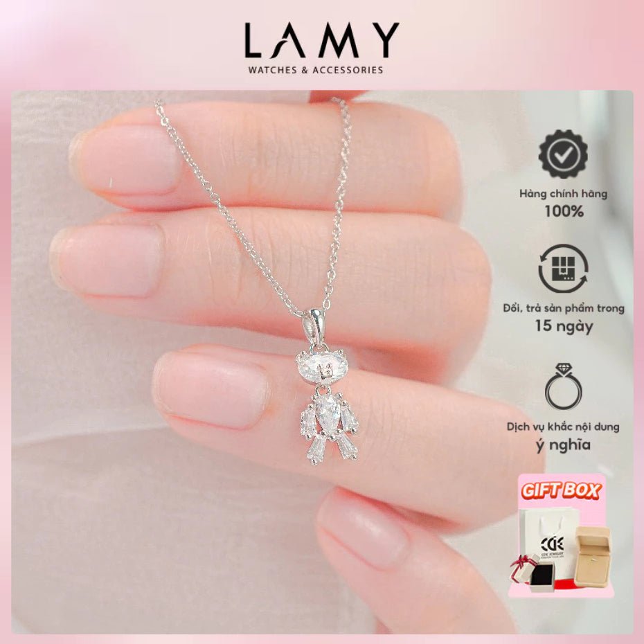 Dây chuyền bạc hình gấu bông pha lê CDE cho trẻ em dành cho nữ CDE6391SV