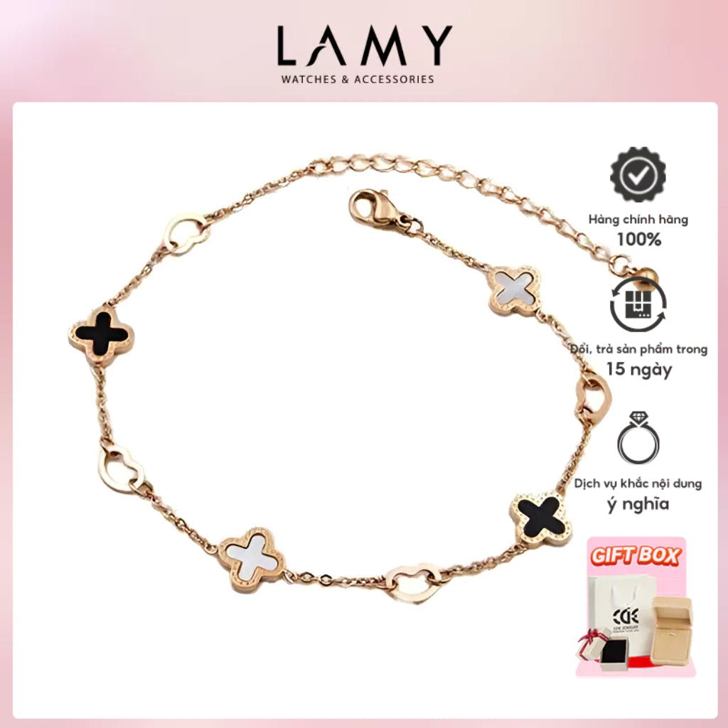 Lắc chân CDE Clover Shell Inlay Rose Gold dành cho nữ CDE9015RG