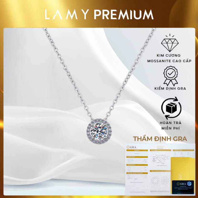 Dây chuyền kim cương Moissanite được chứng nhận GRA CDEDN004