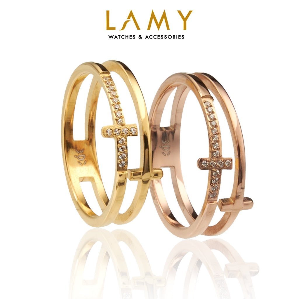 CDE Elsa T Crystal Dual Rose Gold Ring CDE8028
